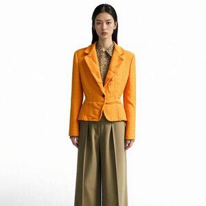 Women's Jones New York Cotton Blend Blazer Sz 6 Tangerine NWT